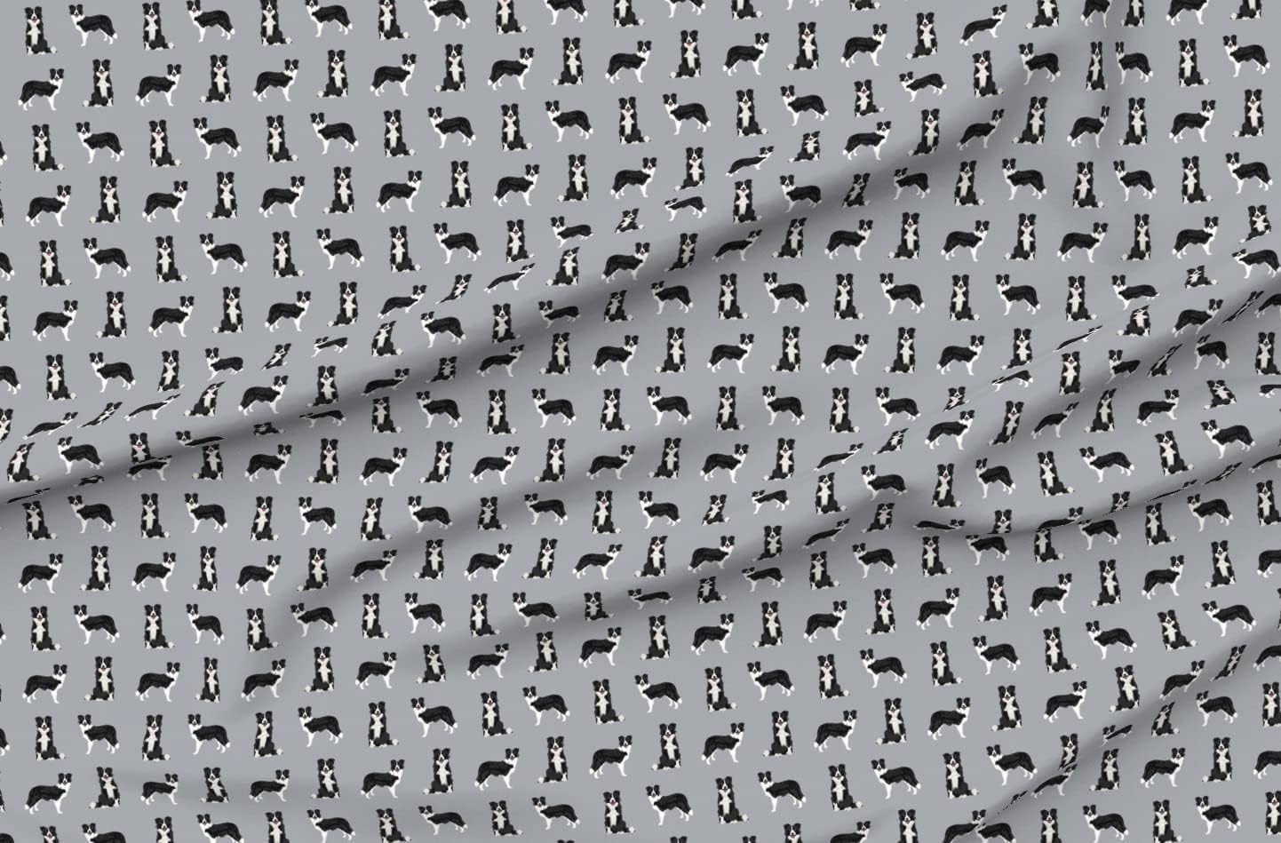 Spoonflower Fabric - Border Collie Dog Breed Pet Lovers Gray Dogs Collies Printed on Minky Fabric by The Yard - Sewing Baby Blankets Quilt Backing Plush