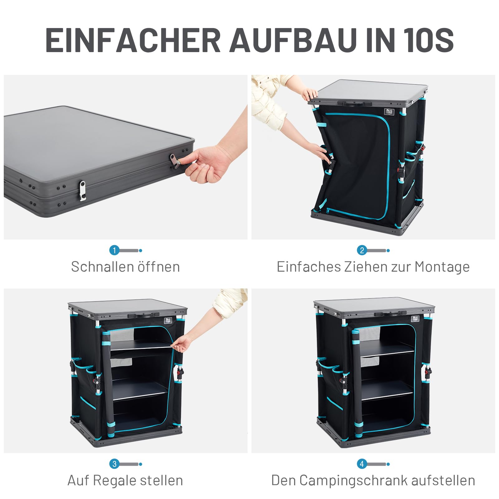 TIMBER RIDGE Campingschrank faltbar Campingküche klappbar Auto Faltschrank Küchenbox Klappschrank All-in-one tragbar mit Tragetasche