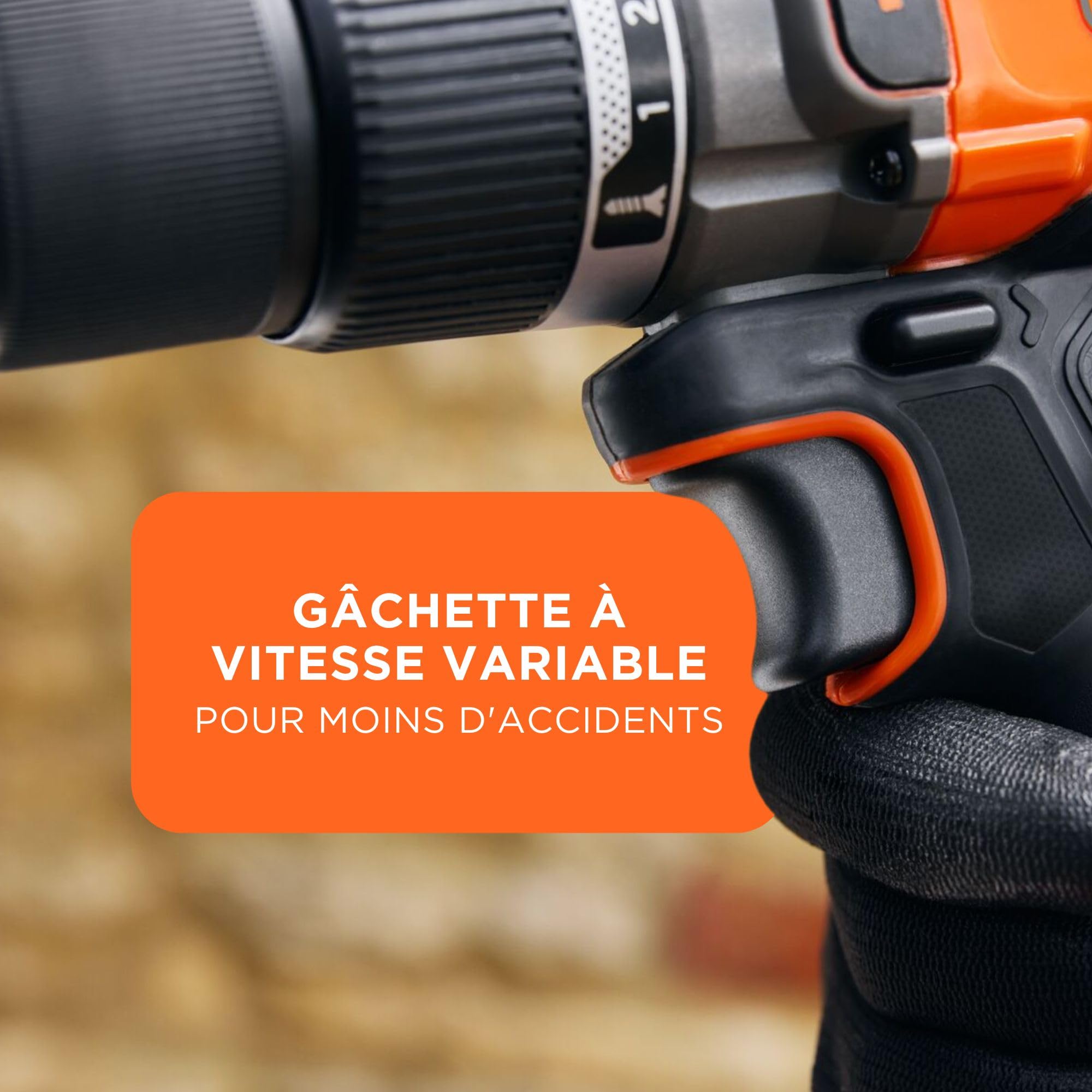 BLACK+DECKER Marteau perforateur sans fil 18V POWERCONNECT, couple 45Nm, 2 vitesses, éclairage LED, mandrin sans clé, sans batterie ni chargeur, BCD383XN-XJ