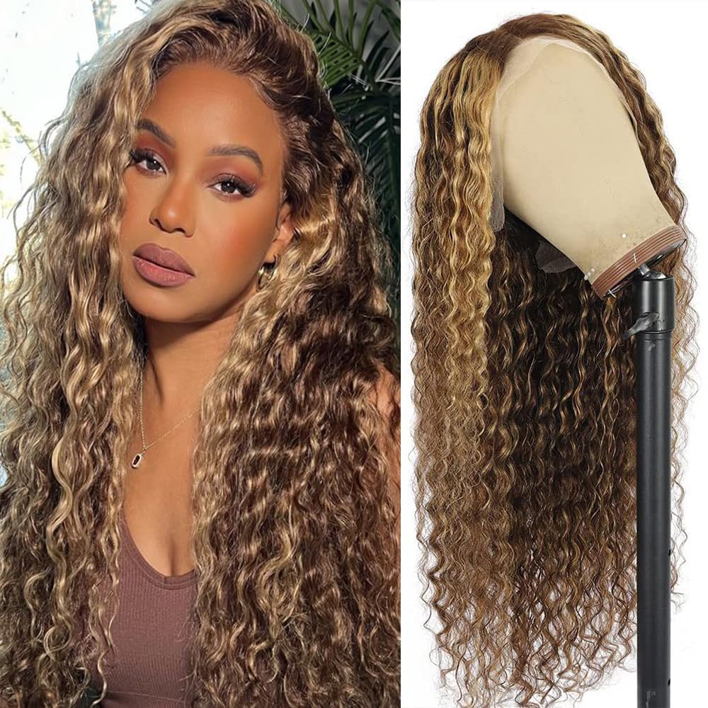 Amazon.com : Ombre Highlight Deep Wave Lace Front Wigs Human  display picture 1