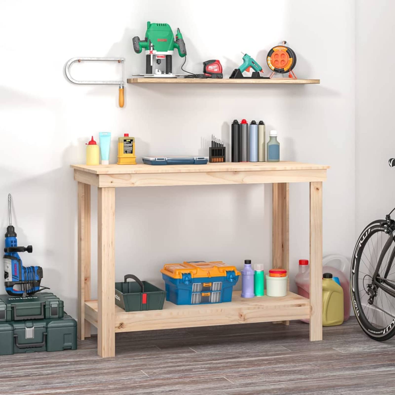 ShGaxin Banco de Trabajo, Mesa De Trabajo Taller, Caballete Mesa, Banco Herramientas, Bancada De Trabalho, Caballete para Mesa, de Madera Maciza de Pino 110x50x80 cm