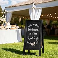 Vista 9 de 4 THOUGHT Pizarra magnética de doble cara con marco A de 40"x20", tablero de madera de pino macizo independiente para sándwiches para restaurantes