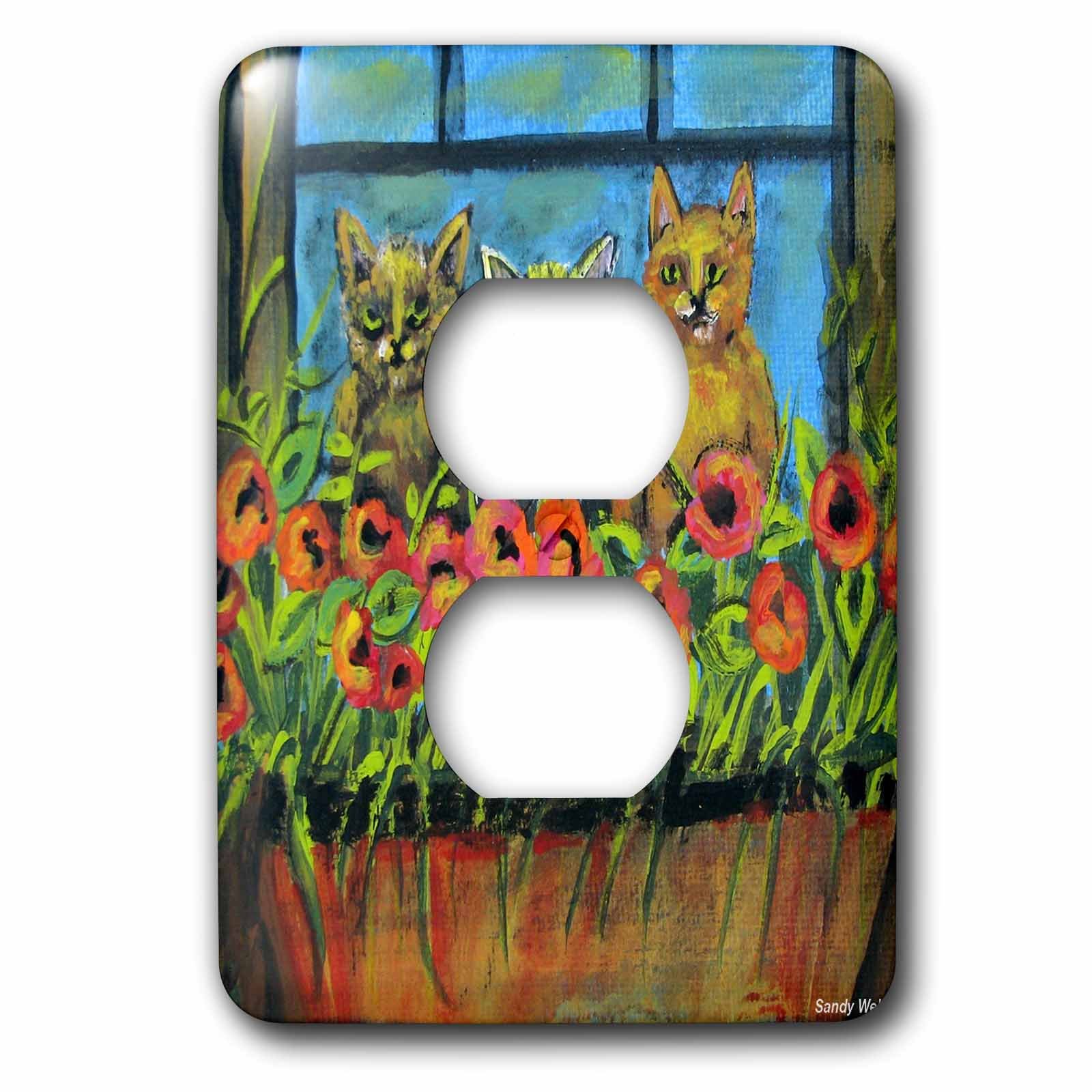 Observateurs de fenêtre motif 3 chats stupides plaque interrupteur décoration