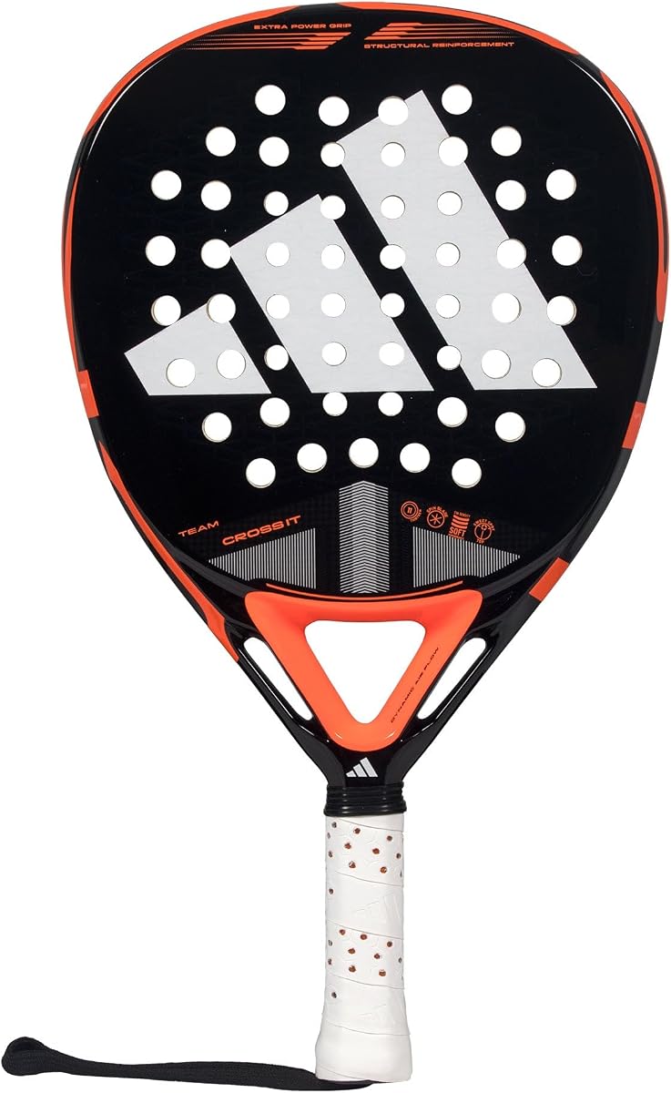 Pala de pádel adidas Cross It Team 3.4 - Negro Naranja, Forma de diamante, Espuma EVA Soft Performance, Fibra de vidrio