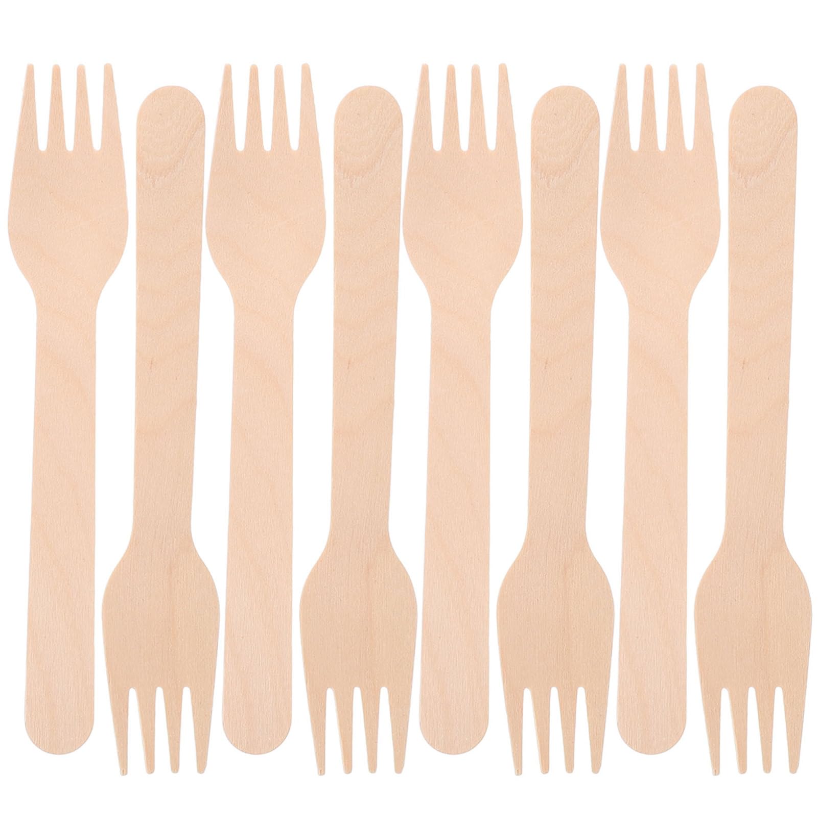 Gogogmee Sustainable Picnic Set 100pcs Wooden Fork Tableware Mini Forks for Tasting Appetizer Picks