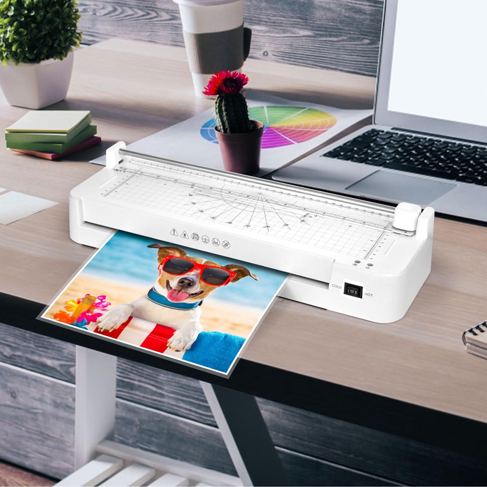 Laminator A3, 13-calowy laminator termiczny do papieru z 40 foliami do laminowania termicznego do formatu A3 A4 A5 A6, przycinarka do papieru, laminator na gorąco i na zimno dla biuro
