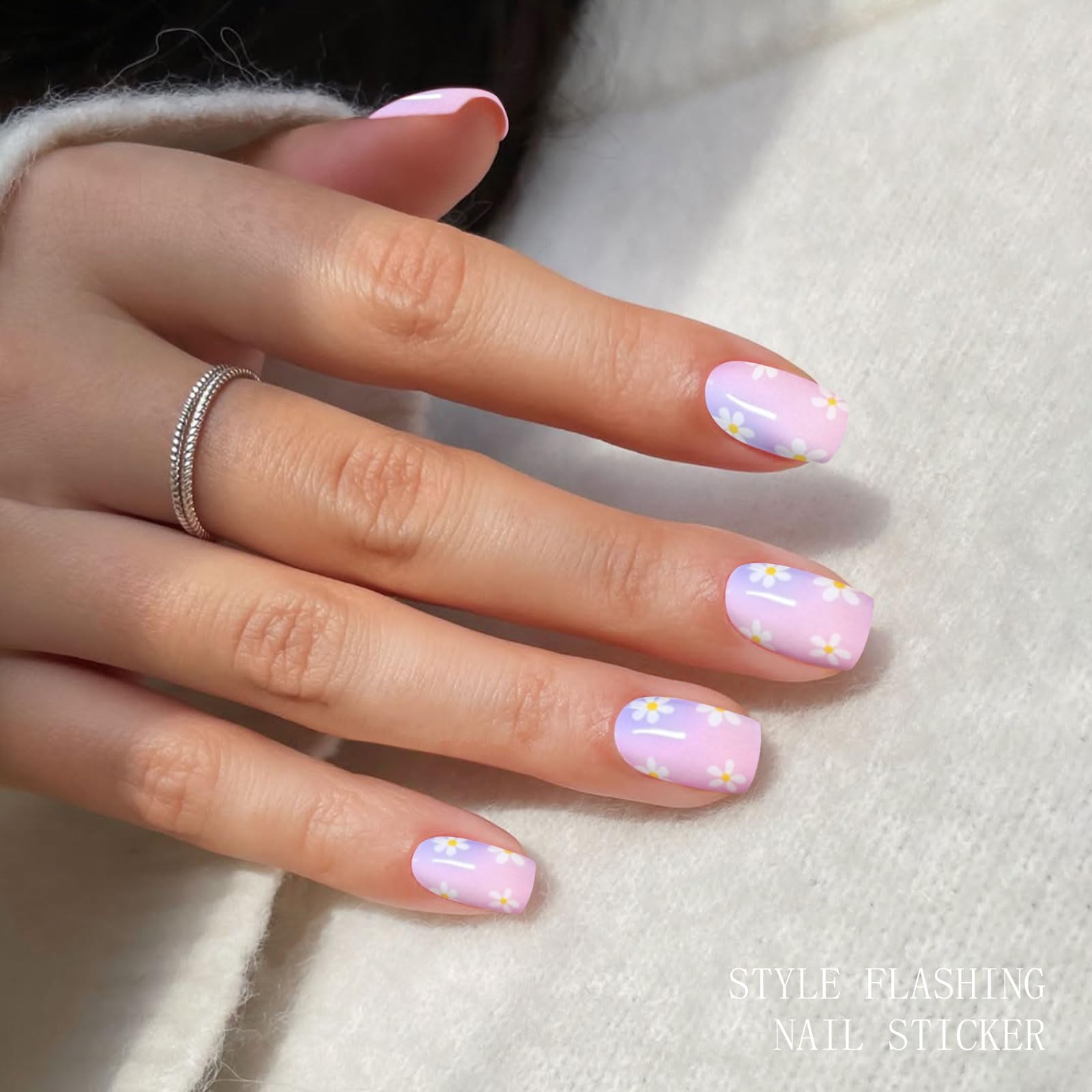 JMEOWIO Folia do paznokci UV utwardzana kwiatami UV żel Nail Strips naklejki na paznokcie naklejki na paznokcie Nail Art dekoracja akcesoria do stylizacji paznokci