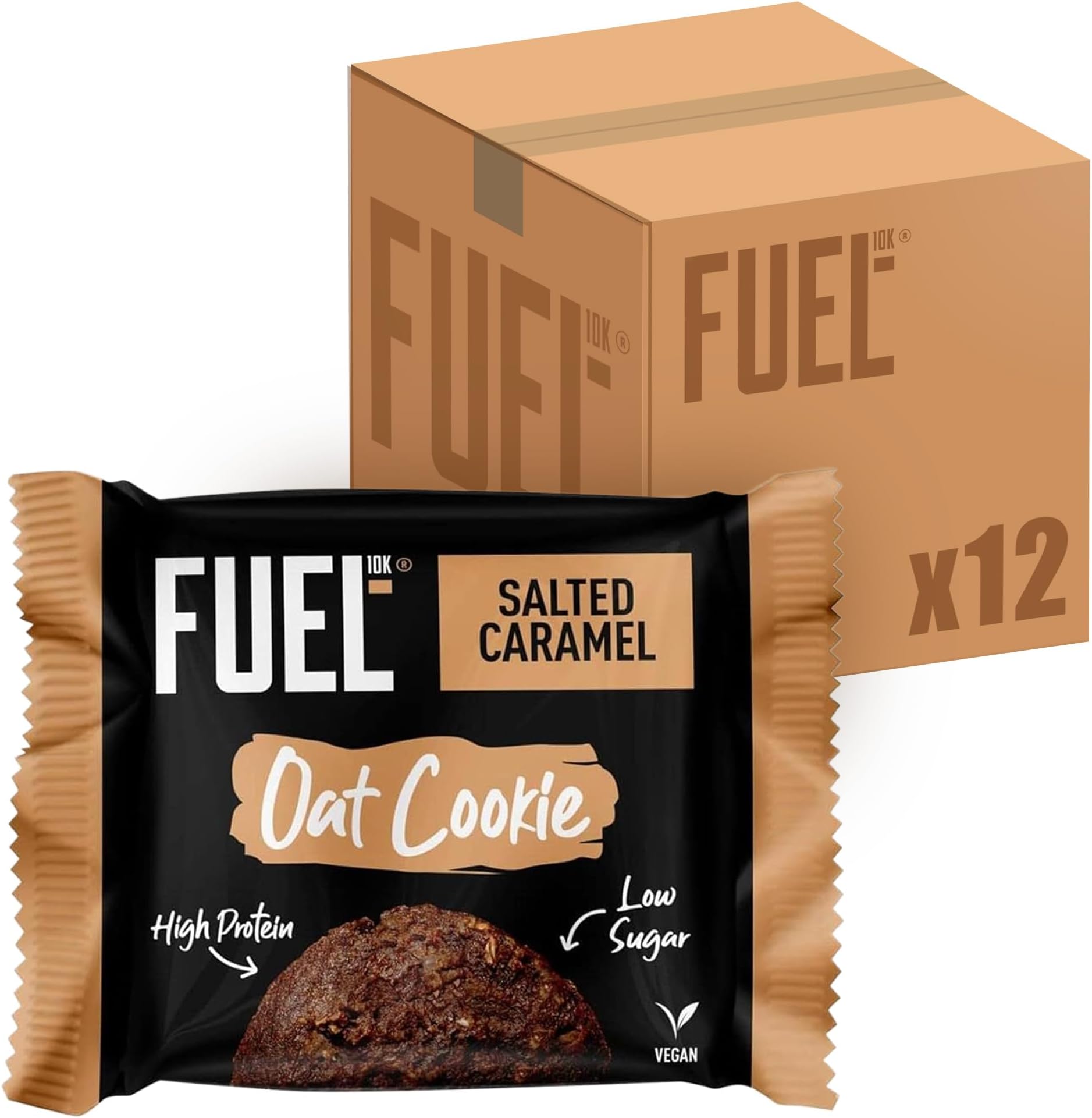 FUEL10K Salted Caramel Breakfast Oat Cookie, High Protein and Fibre, 50 g (Pack of 12)
