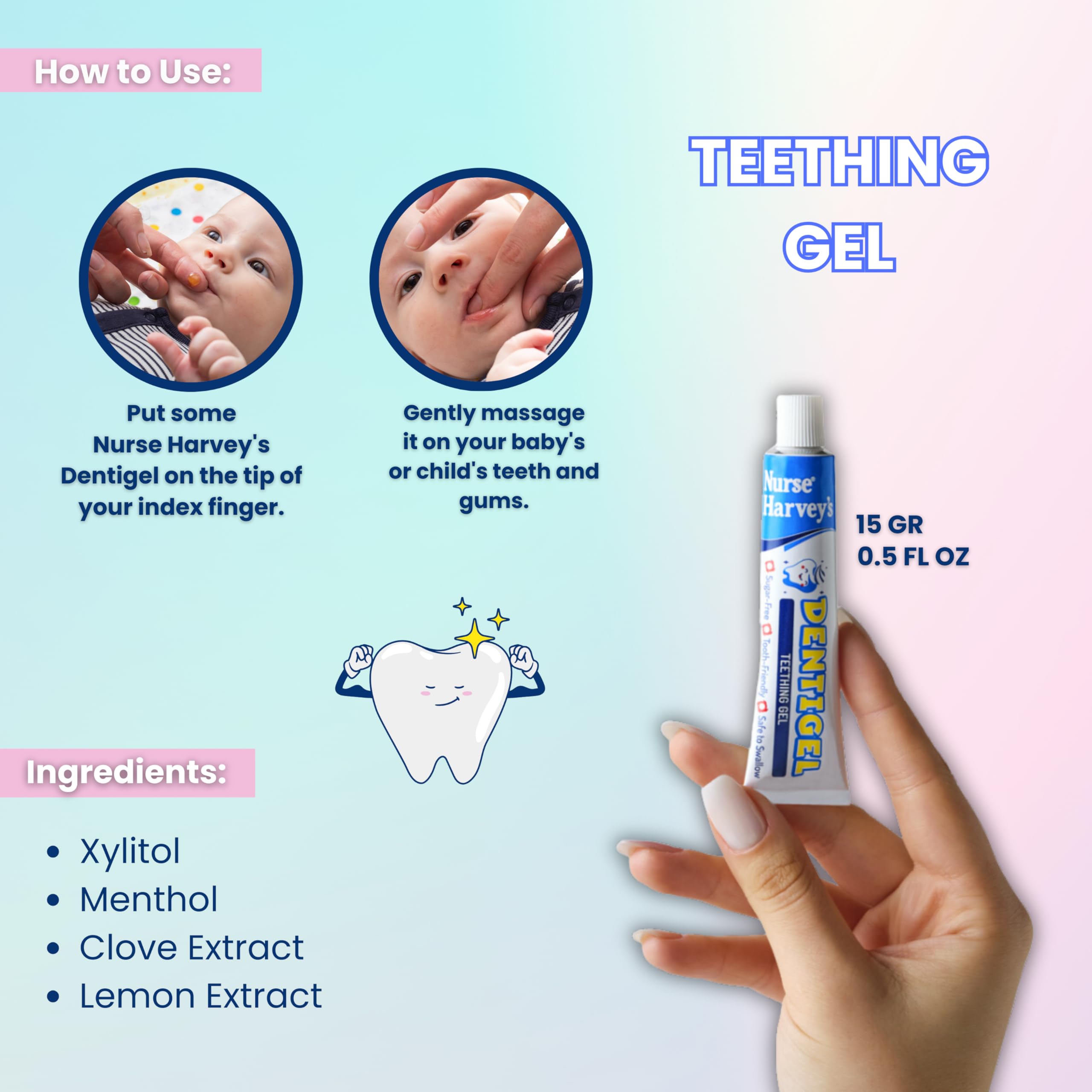 Nurse Harvey's Dentigel 15gr Bambini 3 Mes+, Aiuta Ad Alleviare I Sintomi Dentizione
