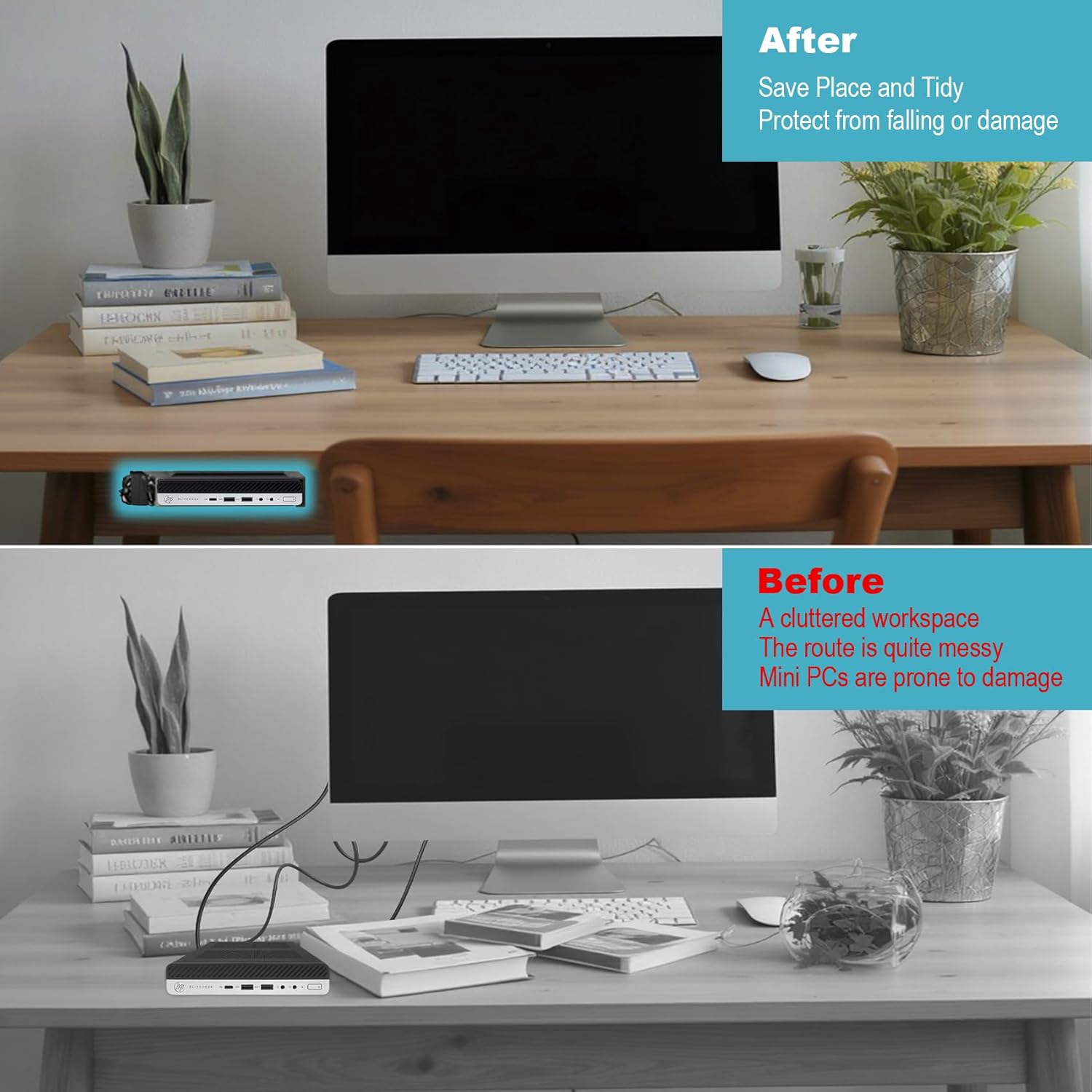 Mini PC VESA Mount Compatible with HP Desktop Mini, HP ProDesk Mini, HP EliteDesk Mini, Wall VESA and Under Desk Mount for HP Pro Mini 260 400,HP ProDesk 400 405 600,HP EliteDesk 705 800 805 and More