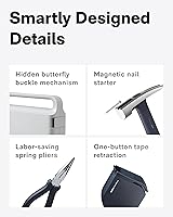 Vista 6 de HOTO 18-Piece Tool Kit, Electric Screwdriver w/LED, 3 Torque, 10 Bits, Basic Home Tool Kit - Compact & Portable w/Hidden Buckle, Home Repair Set for