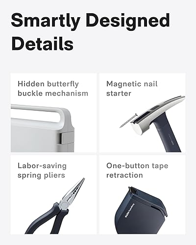 Miniatura 6 de HOTO Kit de herramientas de 18 piezas, destornillador eléctrico con LED, 3 torque, 10 bits, kit de herramientas básicas para el hogar, compacto y