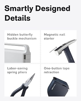 HOTO 18-Piece Home Tool Kit with Electric Screwdriver & LED, 3 Torque Modes | Includes 10 Bits, Compact and Portable with Hidden Buckle, Ideal for DIY Projects and Home Repairs