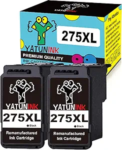 YATUNINK Remanufactured 275XL Ink Cartridge Replacement for Canon Ink Cartridges 275 and 276 XL PG-275 275XL 275 XL Black Ink Cartridge for Canon Pixma TS3520 TS3522 TS3500 TR4720 Printer Ink(2 Black)