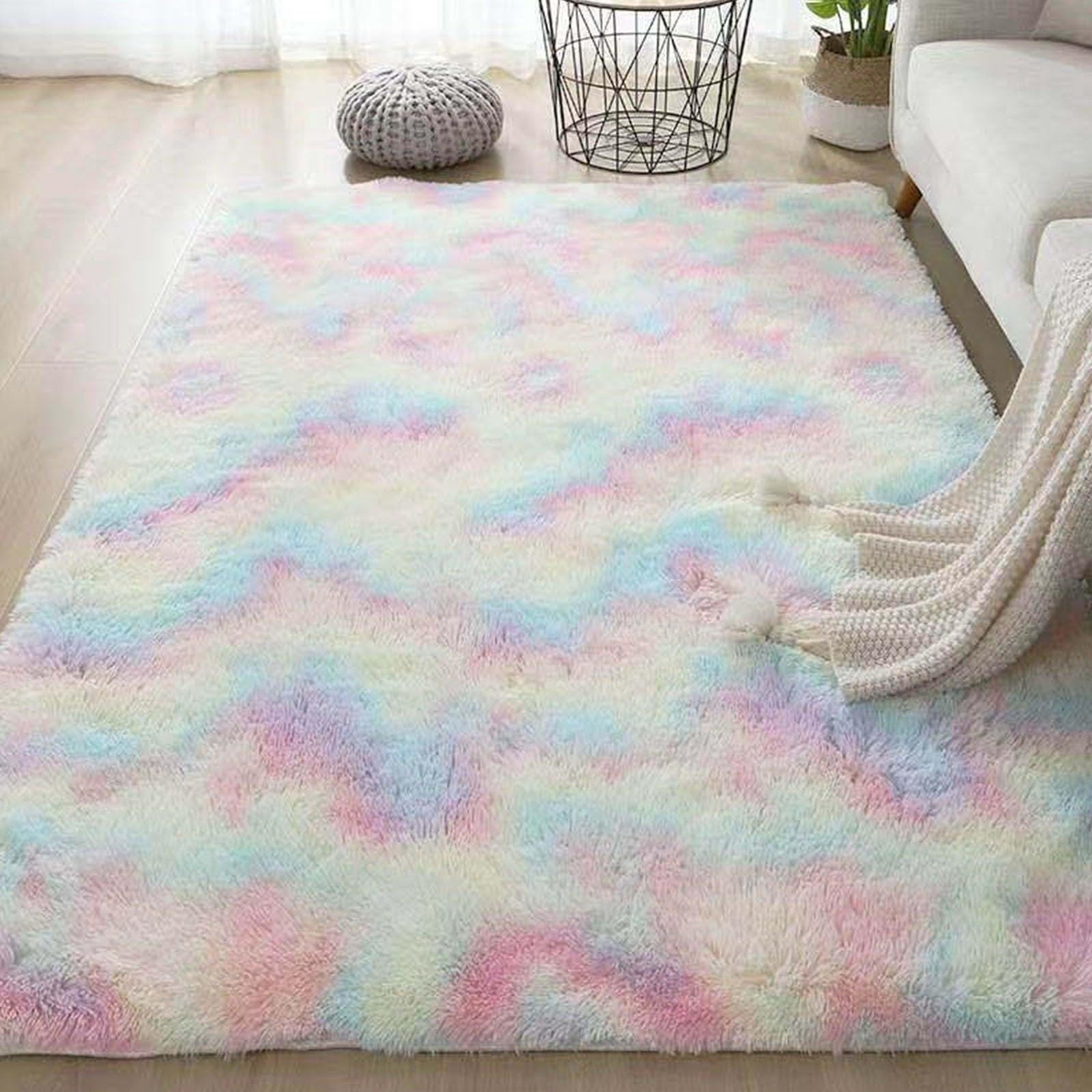 XUEDNGM Shaggy Area Rugs Large Rugs 70 x 160 cm(28 x 63inch) Modern, Fluffy, Non-Slip Underside, Easy Care Non Slip Bedroom Rug Super Soft Shaggy Rugs for Living Room Bedroom, Seven Colors
