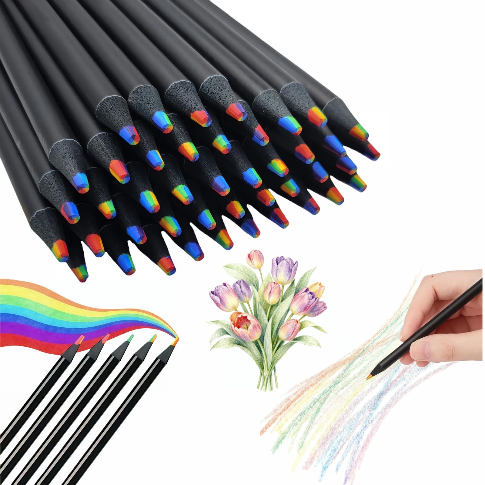 最強QV9 i7 16G 512G Office2024 ペン付 お絵描き即戦力 Amazon.com: SAYUANVA Rainbow Art 7-in-1 Colored Pencils, Black