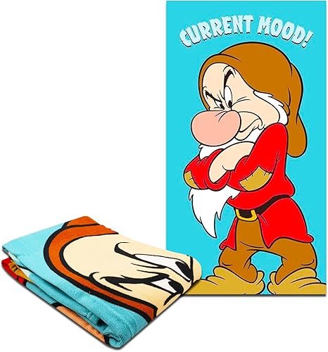 Miniatura 2 de Snow White and The Seven Dwarfs Grumpy - Juego de toallas de playa gruñonas de 40 x 72 pulgadas con calcomanías y más  Accesorios de playa Disney