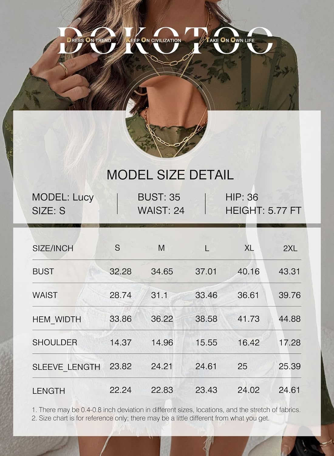 Dokotoo Women's Velvet Floral Embroidery Mesh Tops Gradient 2026 Long Sleeve Lace Shirt - Image 6