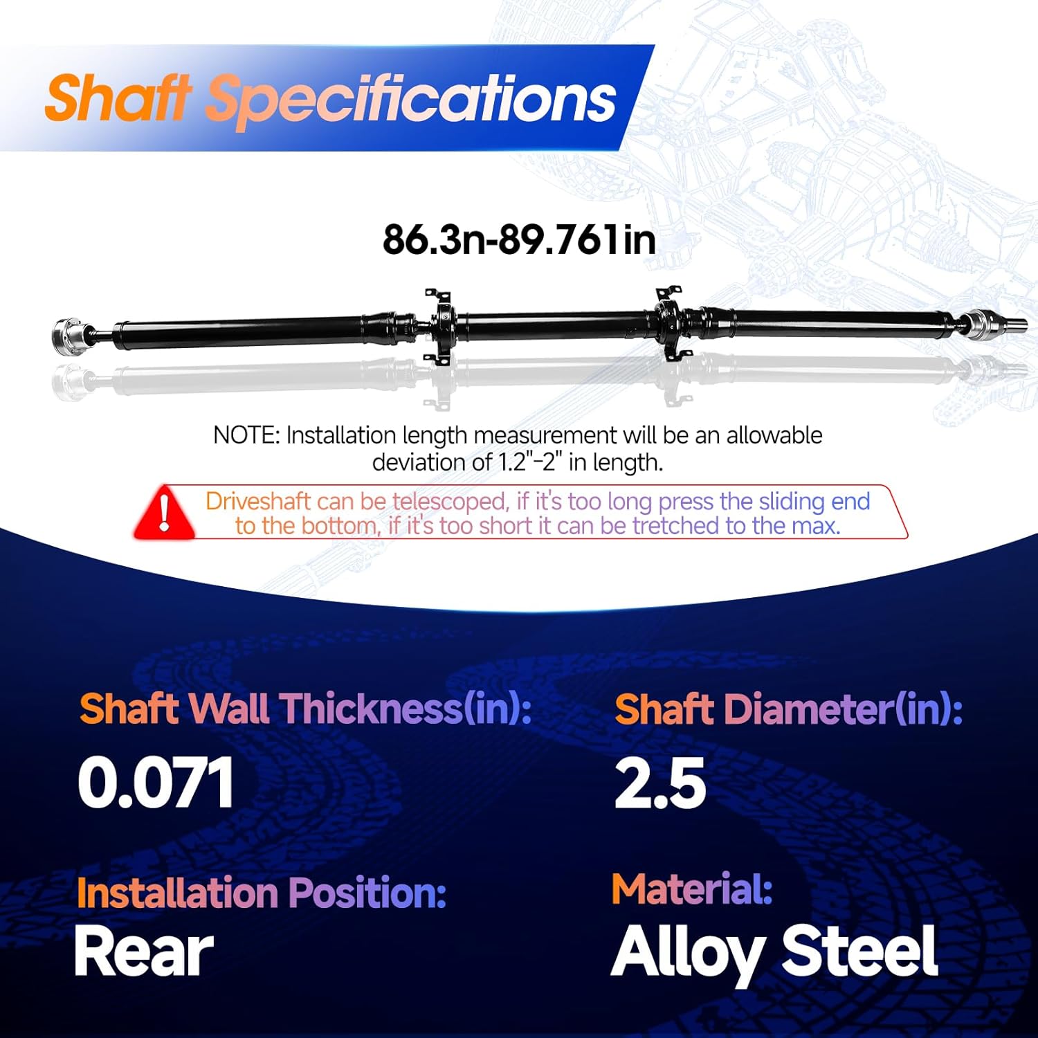 Rear Drive Shaft Assembly Fit for Jeep Cherokee 2014-2023 4WD/AWD Complete Prop Shaft Driveshaft Replaces 52123612AF, 52123612AB