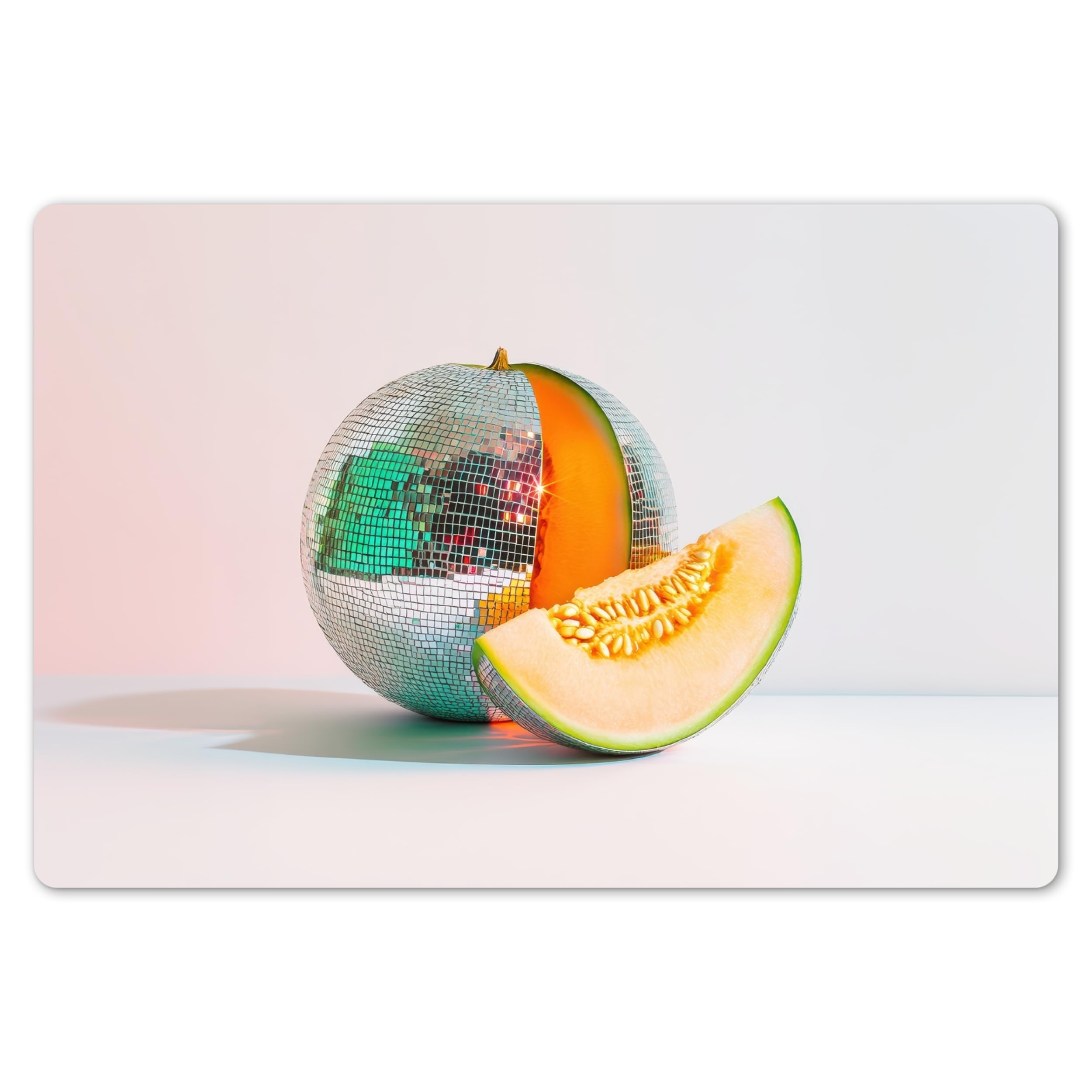 Kitchenyeah Disco - Discoball Kitchenyeah© Place Mats For Table 18"X12" / 45X30 Cm Dinning Placemats 6 Set Large Placemat Plastic Vinyl Wipeable Wipe Clean Non Stick - Melon - Pastel