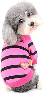 Ranphy Pet Striped Clothes Small Dog Sweater Puppy Cat Pullover Doggie Sweatshirt Cute Shirt with Sequins Heart Pattern Doggy Outfit Breathable Clothing Apparel