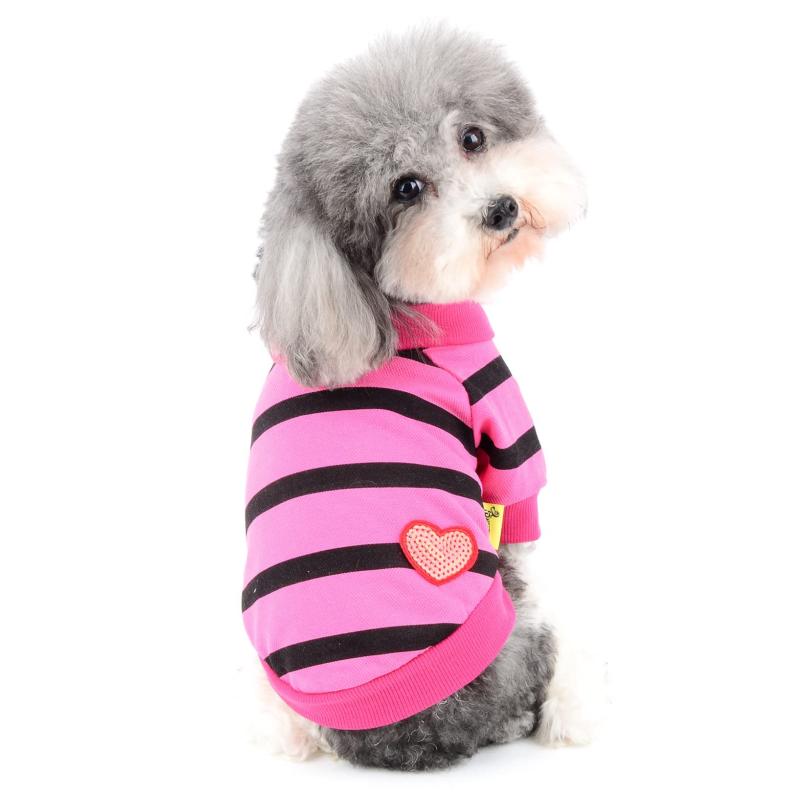 Ranphy Sequin Heart Dog T-Shirt for Small Dogs and Cats, Pink, M