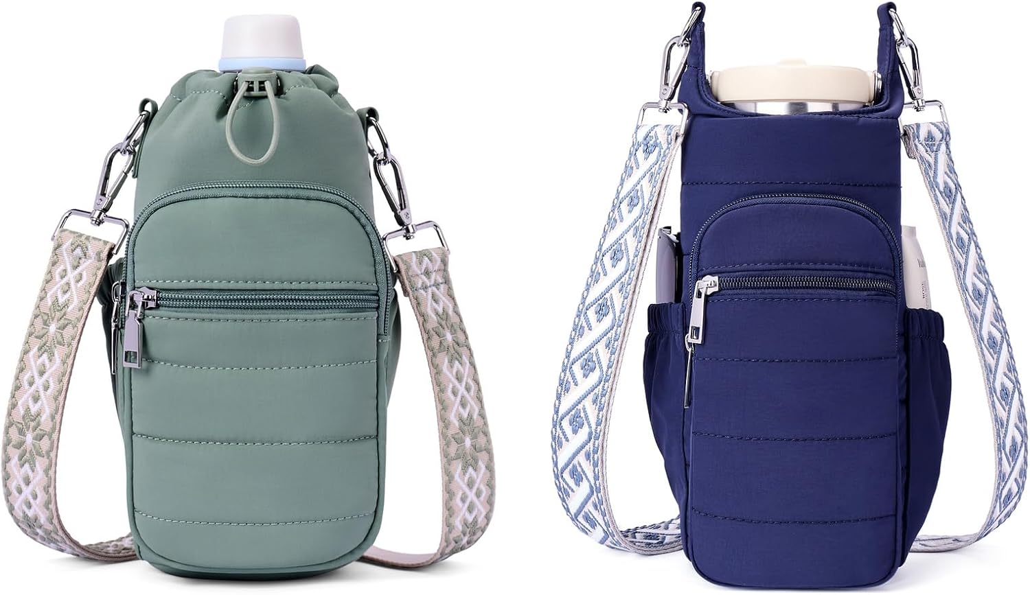 Water Bottle Bag 40 oz Crossbody Bag Insulated Carrier Purse Holder for Walking Hiking with Adjustable Strap