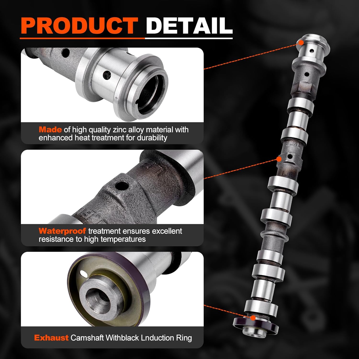 Left Side Exhaust Camshaft 5184377AG Compatible with Dodge Journey, Ram 1500, Jeep Grand Cherokee & Chrysler 200 300 3.6L V6 Models Replaces for 5184377AD, 5184377AE, 5184377AF, 5184377AH