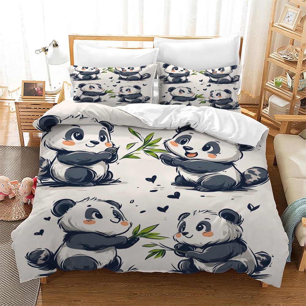 Funda Nordica Cama 150 Panda Infantil Funda Edredon Cama 150 Juvenil Suave Transpirable Microfibra Ropa de Cama Fundas Nordicas 220x240 cm, 2 x Fundas de Almohada 50x90 cm 5D6WA1751