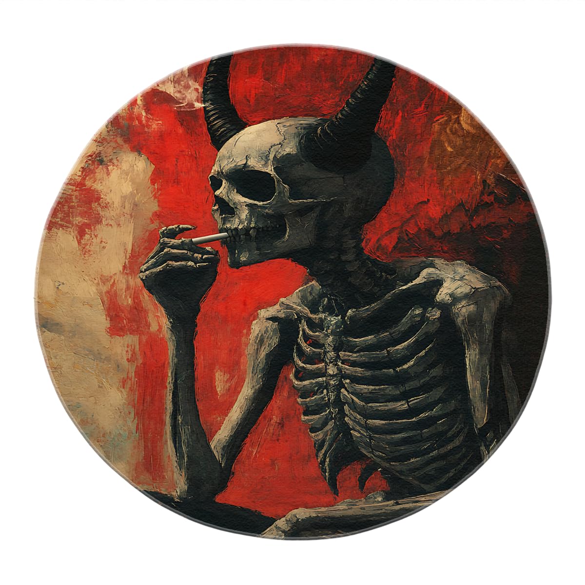 Okrągły dywan 120 cm Halloween szkielet wewnątrz koła dywaniki