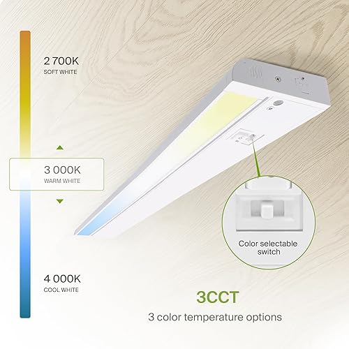 Miniatura 54 de ASD Iluminación LED giratoria para debajo del gabinete, 12 pulgadas, 5 W, cableado o enchufable, 2700 K/3000 K/4000 K, interruptor de alta/bajo