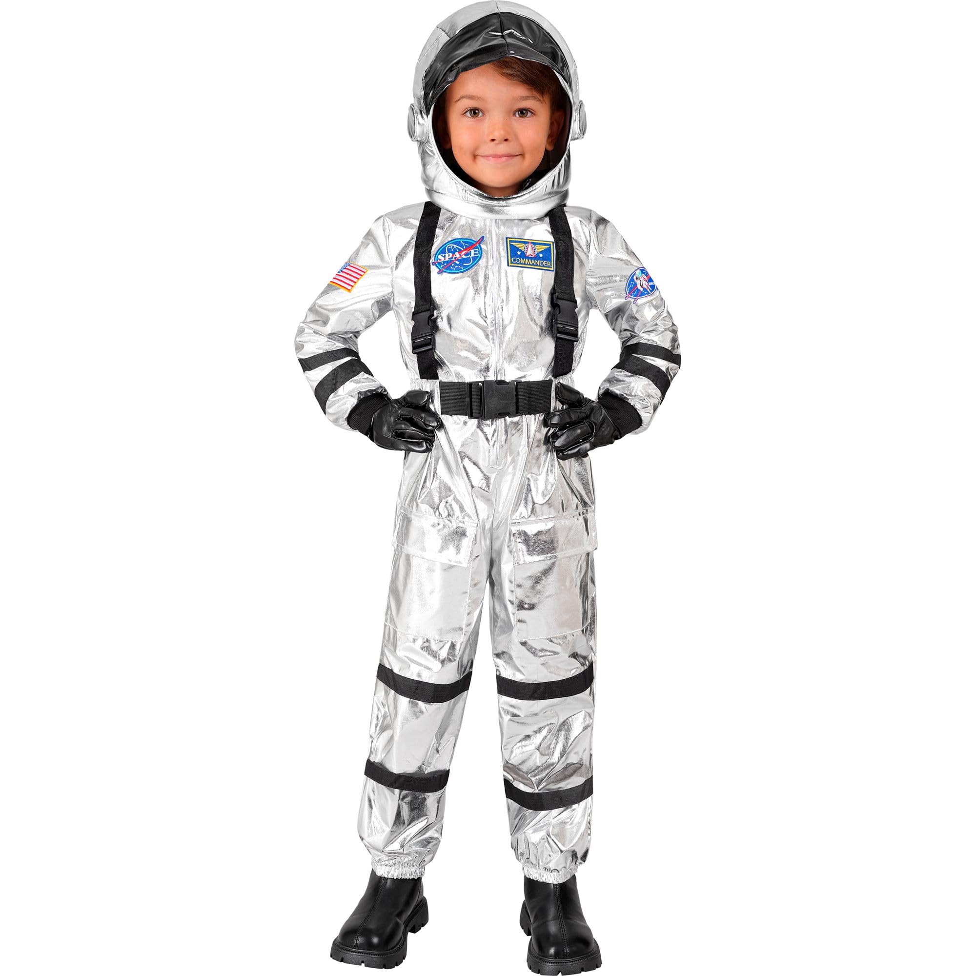 W WIDMANN MILANO Party Fashion - Disfraz de astronauta para niños, traje espacial con casco, mono espacial, astronauta, disfraces de carnaval