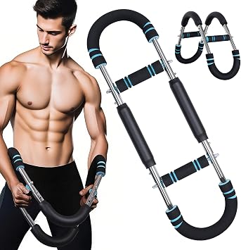 Twister Arm Trainer, 60-100lb Adjustable Chest & Arm Workout Tool, Compact Twister Arm Strengthener, Portable Power Twister Bar with Snap - Together Detachable Design for Fitness AnywhereBlue