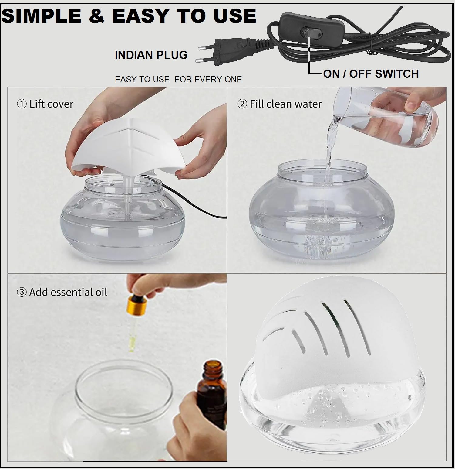 Carepure Water base Air Purifier and Revitliser | Aroma Diffuser Air Revitalizer with Monochrome Light (Leaf Shape) (White) 1