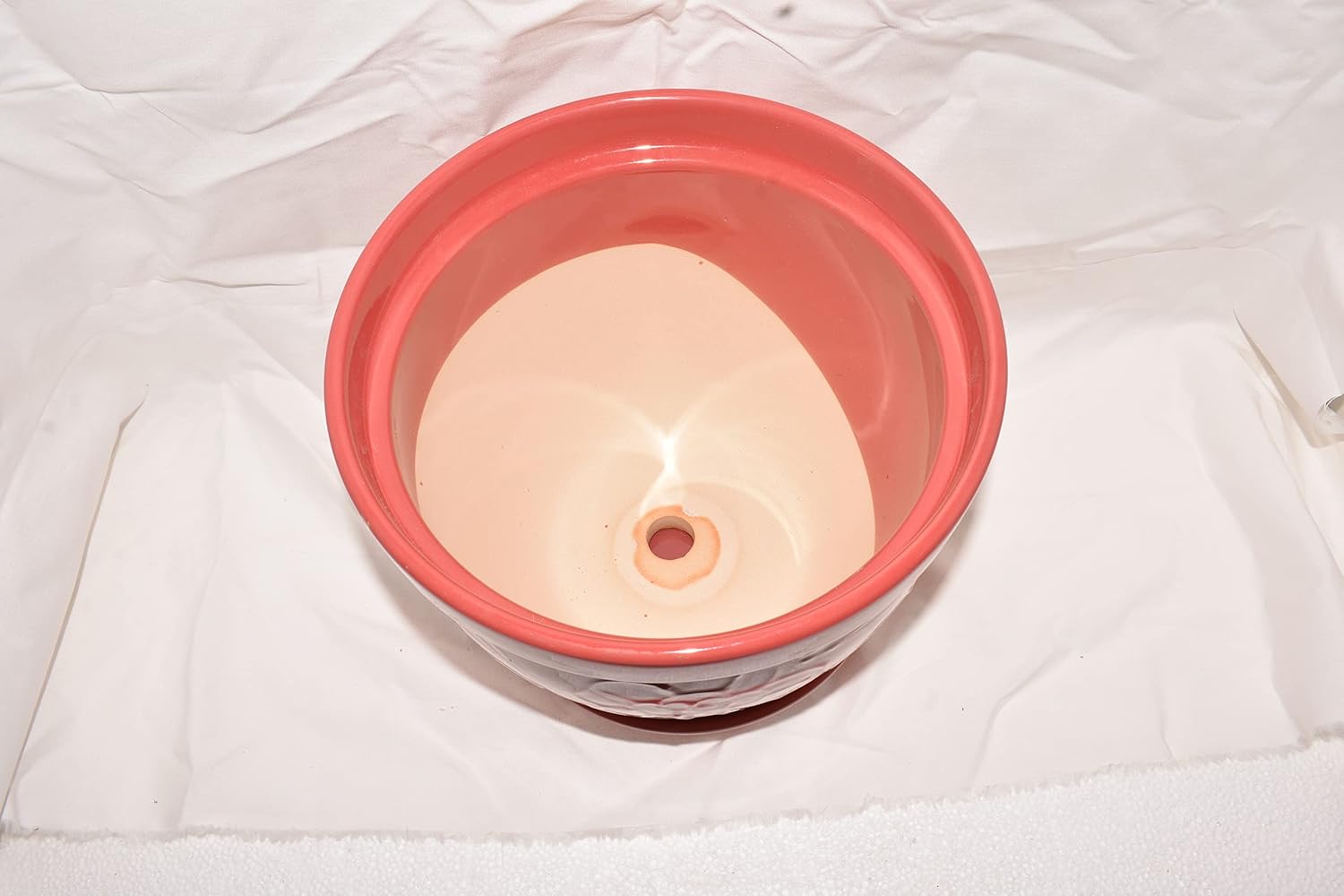 New 9" Raised Flowers & Stems Salmon Color Planter Plant Pot & Saucer