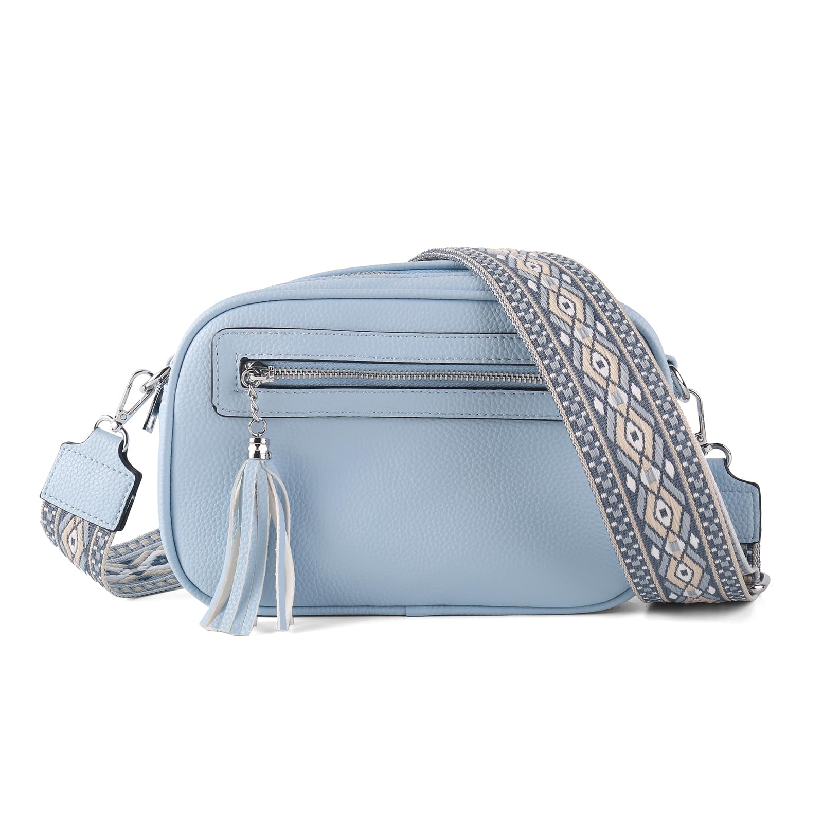 ZWSHEXU Crossbody Bag for Women Trendy Purse Small Shoulder Handbags with Wide Strap With Multi-compartment double zipper