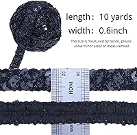 Vista 2 de Cinta de encaje con purpurina para manualidades, adornos, accesorios de disfraz de 10 yardas (negro)