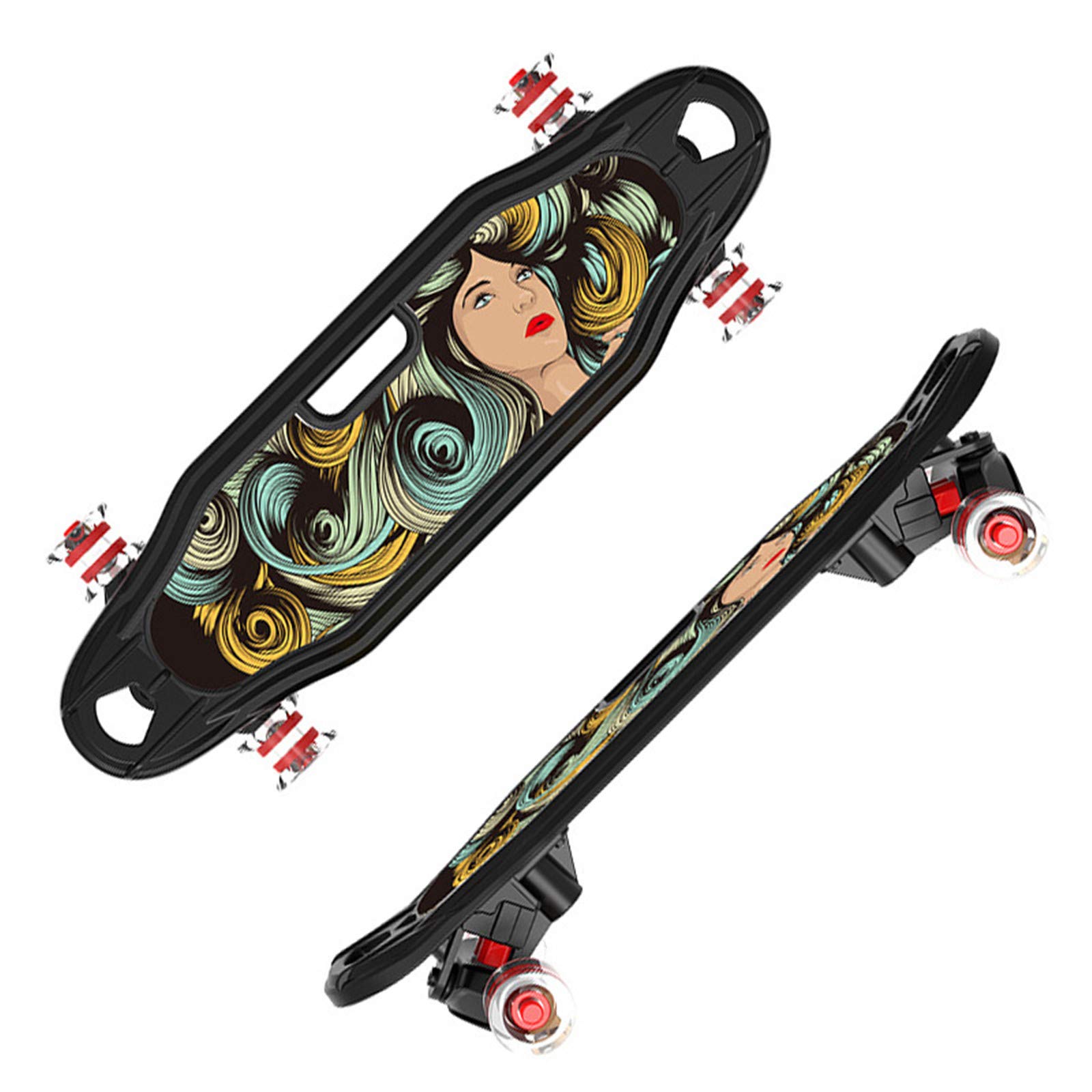 Black Cruiser Skateboard, Planche À roulettes Complète 65 * 24Cm avec Poignée Et LED Light Up Wheels Skate Board pour Débutants Jeunes Enfants Adolescents Garçons Filles Cadeau