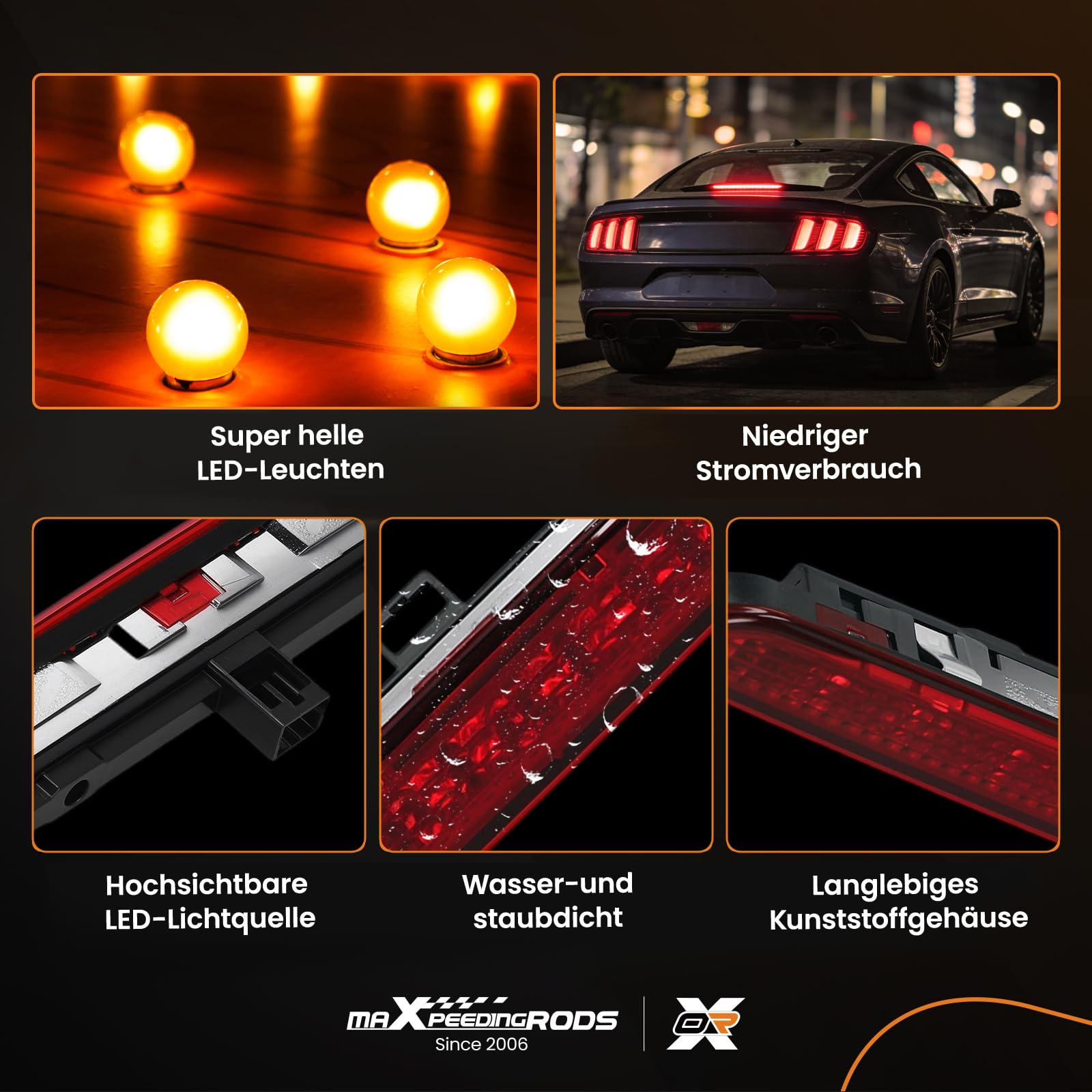 maXpeedingrods 51974522, 51722247 LED Dritte Bremsleuchte 3. Bremslicht Rücklicht für Fiat Punto Grande Punto E-v-o für Abarth Grande Punto Zusatzbremsleuchte 3. Bremsleuchte (Rot)