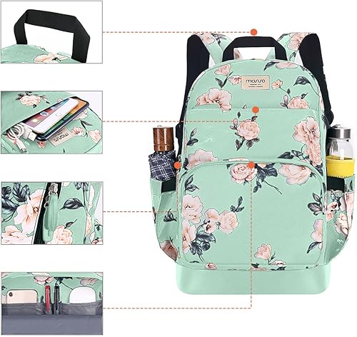 Miniatura 5 de MOSISO Mochila para laptop de 15.6 a 16 pulgadas para mujer, bolsa de poliéster antirrobo, elegante, informal, con correa de equipaje y puerto de