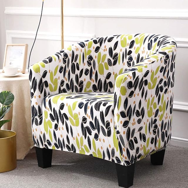 Tub Chair Cover for Armchairs Stretch Chair Sofa Slipcover Removable Couch Cover Slipcover Furniture Protector for Dining Living Room Office Universal Armchair (Leaves)