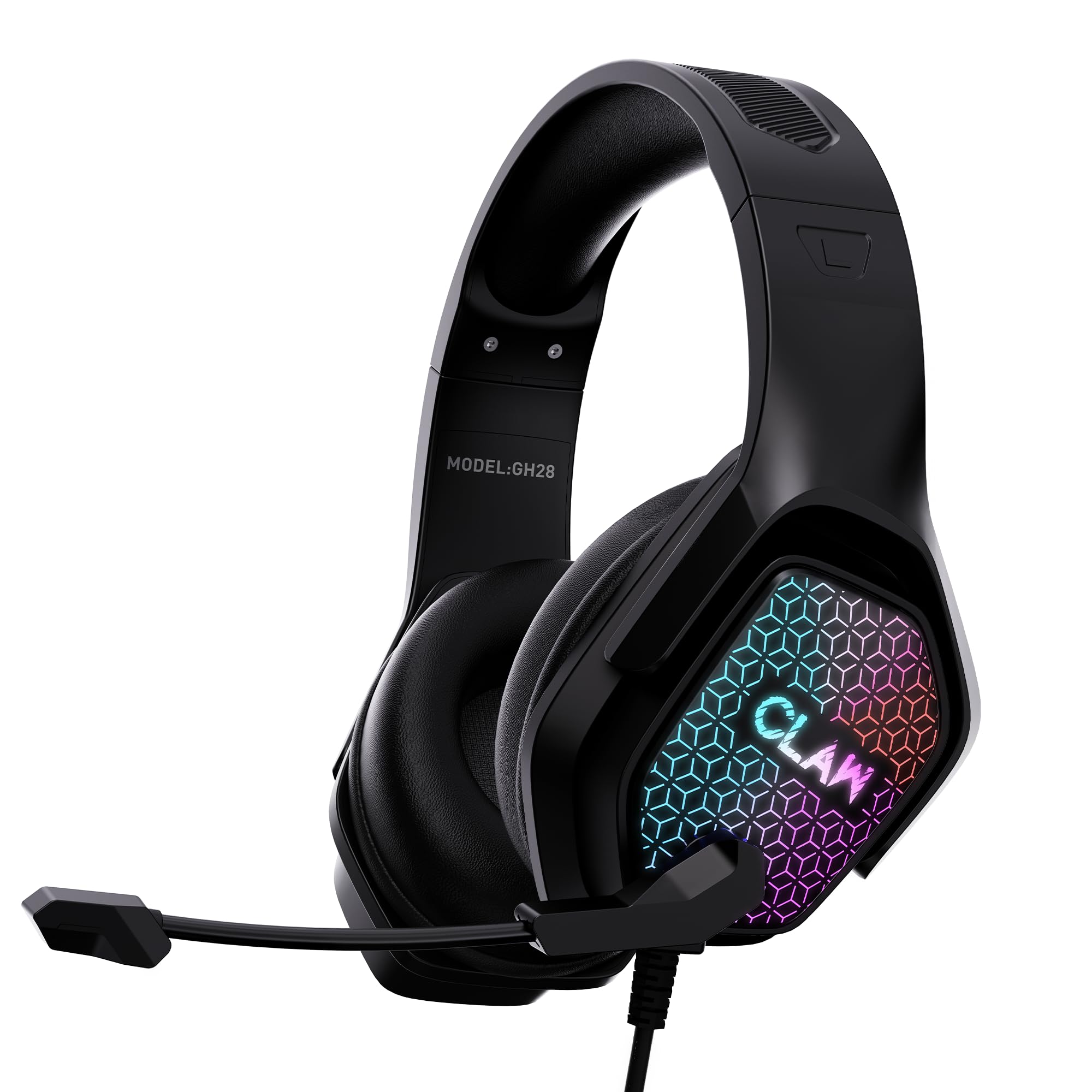 CLAW GH28 Wired RGB Gaming Headset with 40mm Drivers, Noise-Isolating Mic, 3.5mm Jack, 2m Braided Cable | for PC, PS4, PS5, Xbox, Laptops & Mobile Devices