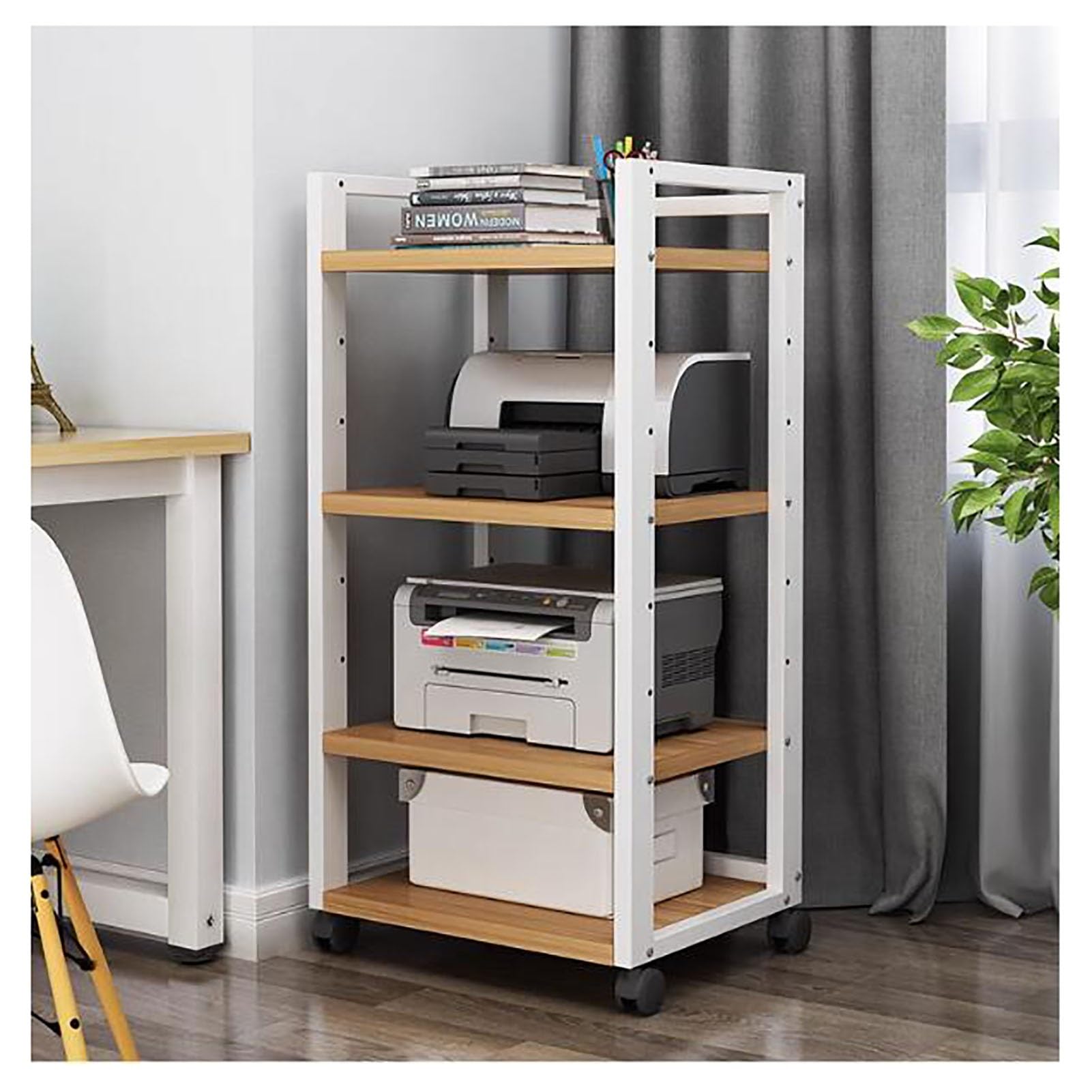 Regulowana drewniana półka narożna Zdejmowany stojak na płyty CD Wielofunkcyjna wieża magazynowa do domu/biura Współczesny design (rozmiar: A-4 50 x 40 x 79 cm)