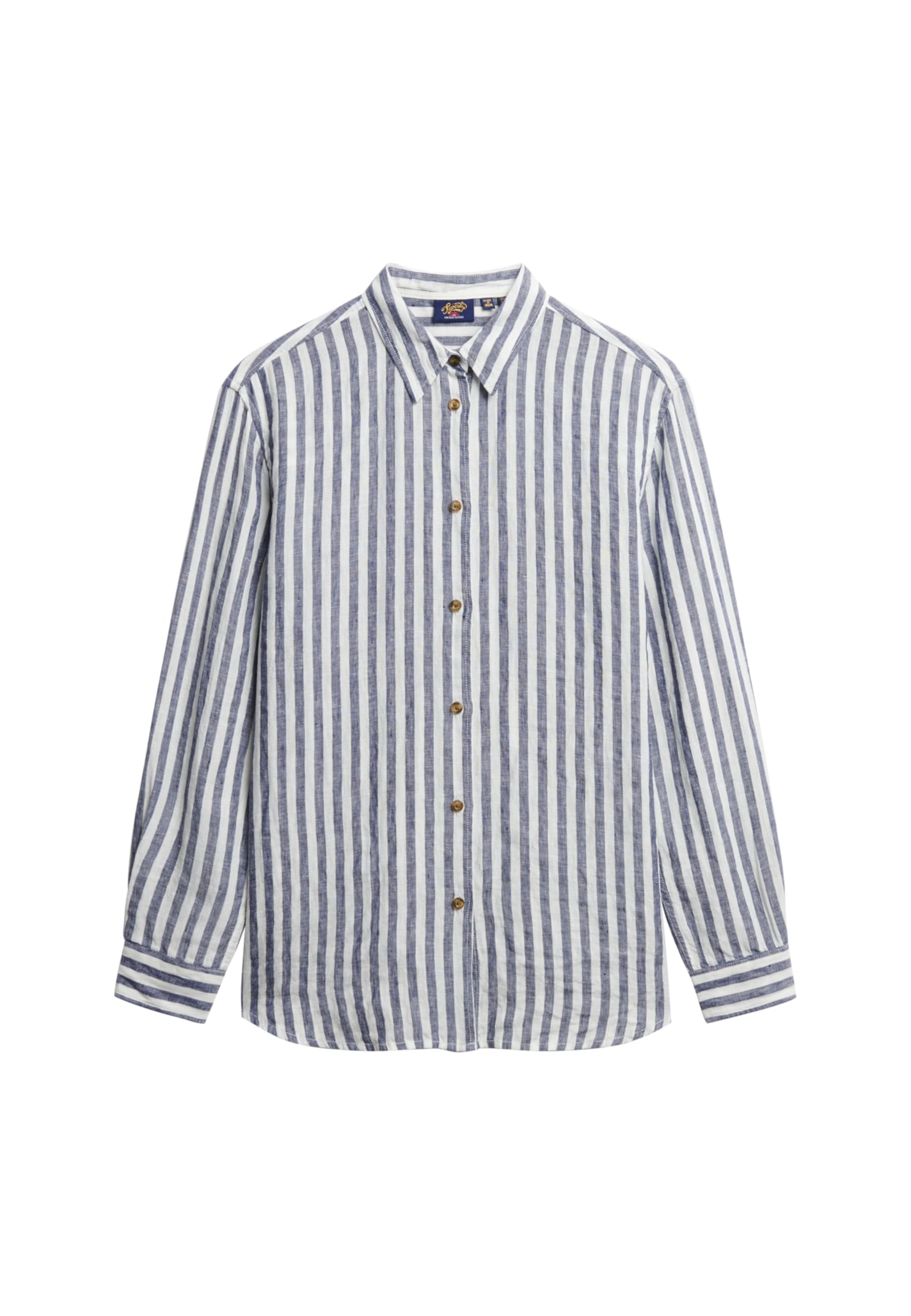 Superdry Leinen Hemd im Boyfriend-Stil – Blauer Streifen, lockere Passform