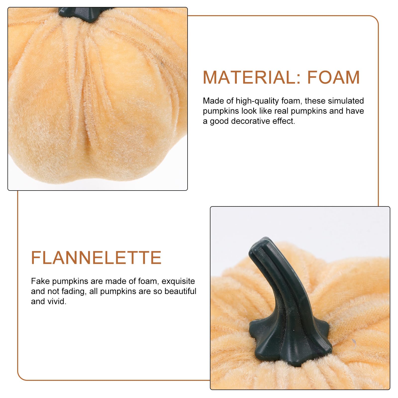 Abaodam 15 Pezzi Decorazione Zucca Arancia in Flanella a Forma di Zucca per Halloween e Interni, Effetto Decorativo senza Sbiadire, per Casa e Feste Autunnali