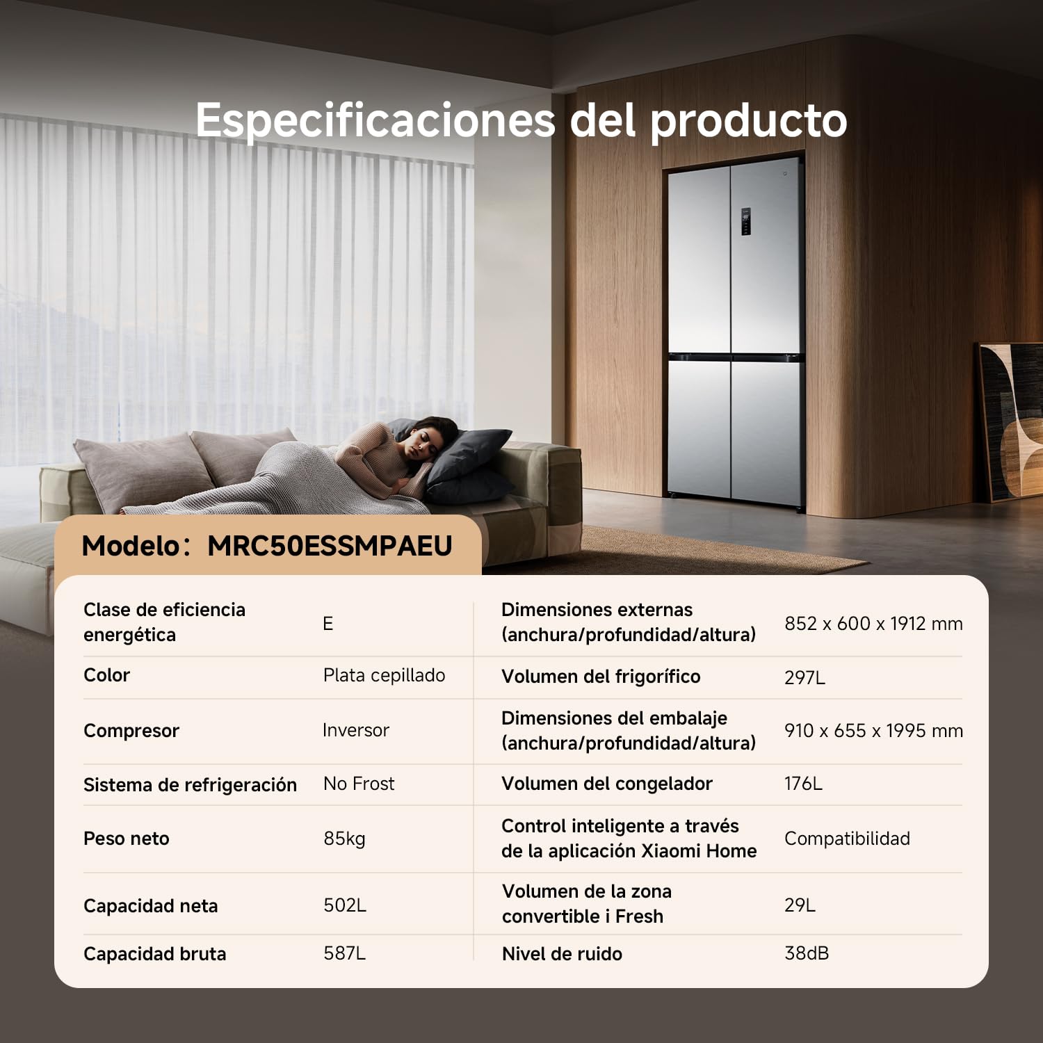 XIAOMI Mijia Cross Door Refrigerator 502L, No Frost, Ag⁺ Antibacteriana