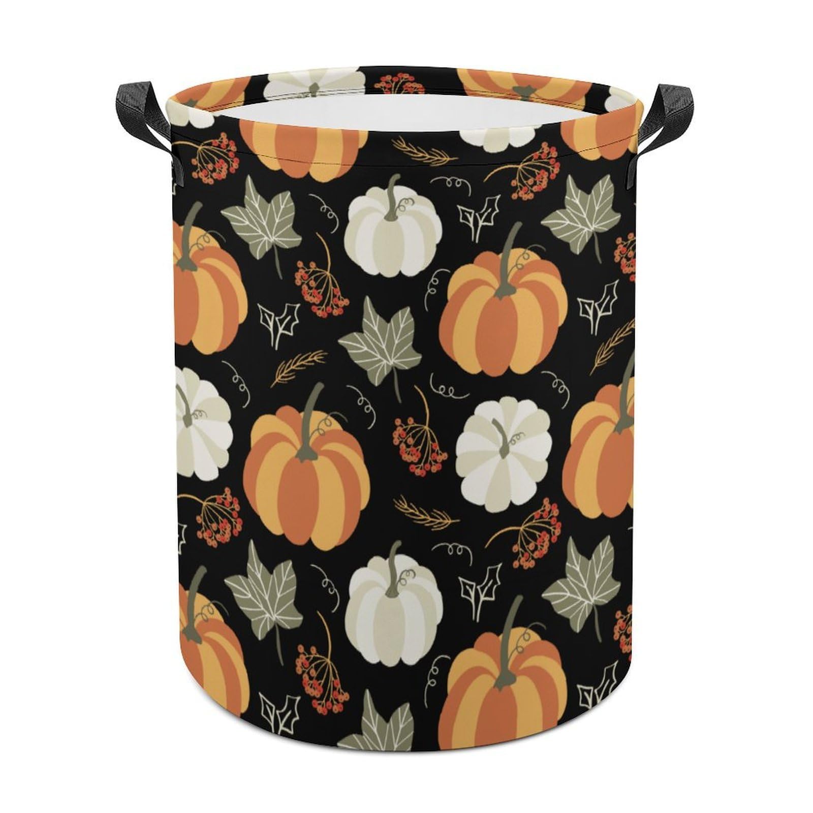 Lyfthologen Laundry Hamper, Autumn Pumpkin Leaves Laundry Basket, Washing Basket with Handle