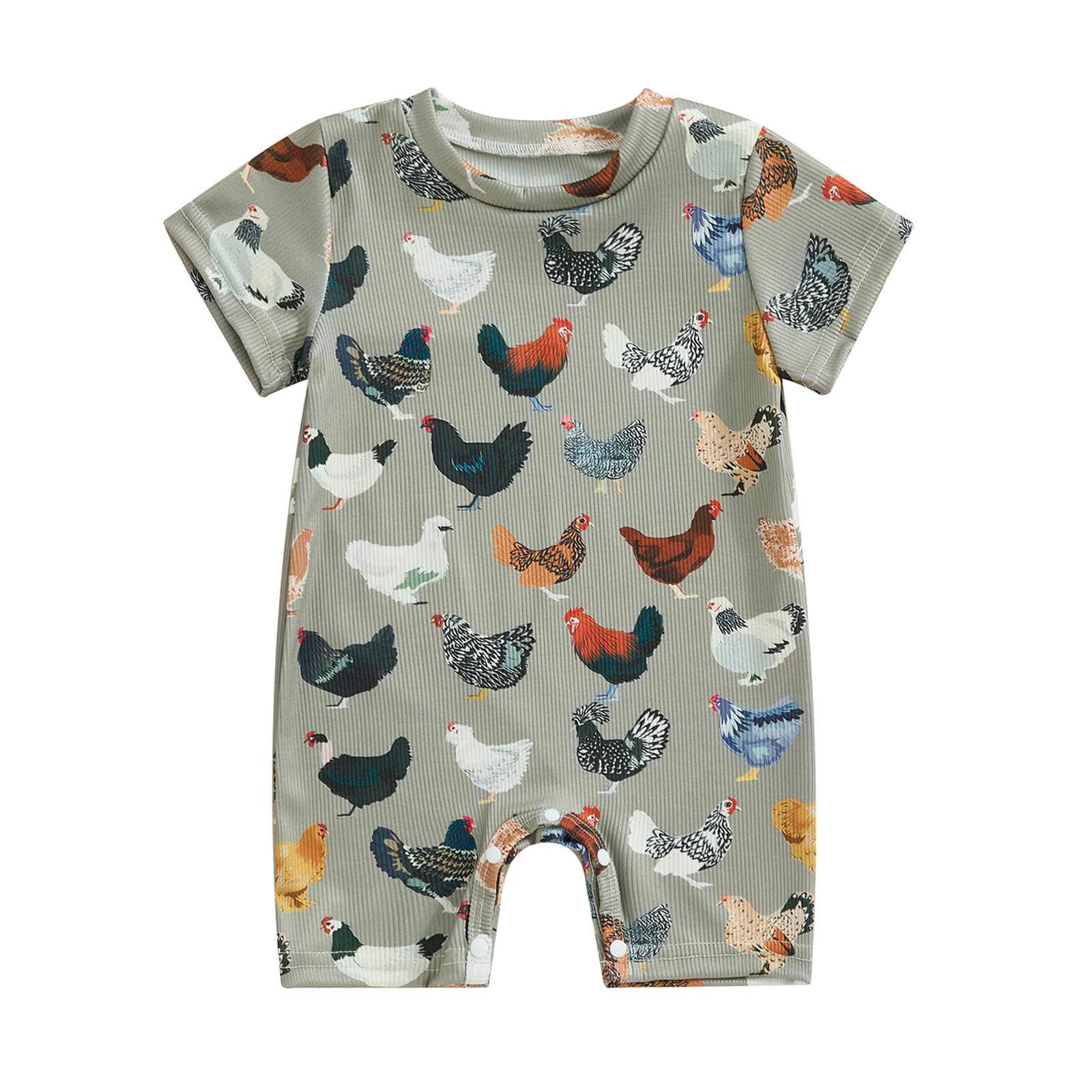 Toddler Baby Boy Girls Farm Clothes Western Farm Animals Chicken/Cow Print Romper Newborn Jumpsuit Country Stuff (Chicken Z, 0-3 Months)