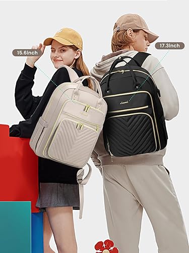 Miniatura 10 de LOVEVOOK Mochila para laptop para mujer, mochila de trabajo de moda con puerto USB, mochilas impermeables para el trabajo., Marrón -beige, Moda