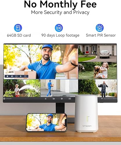 Miniatura 3 de TMEZON Cámaras de seguridad inalámbricas para exteriores, cámaras de seguridad solares para exteriores con tarjeta SD de 2.26 oz, sistema de